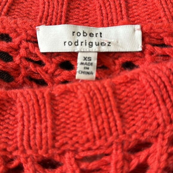 Robert Rodrigues deep orange open knit dropped shoulder bracelet sleeve sweater - Picture 5 of 5